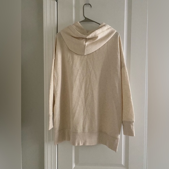 NWT Aerie City Street Side Zip Hoodie SZ L Cream Ribbon String Pretty - Picture 6 of 12